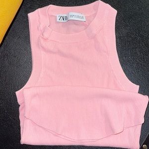 NWOT ZARA PINK RIBBED TANK TOP